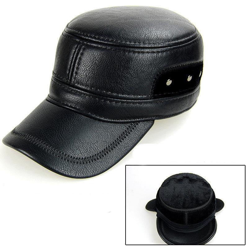 Men's Fashion Casual Fleece-lined Leather Hat