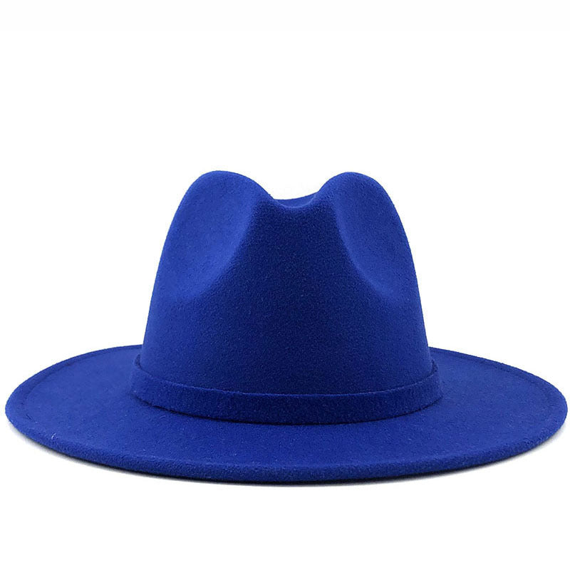 Men's And Women's Autumn And Winter Woolen Hat Gentleman Jazz Flat Brim Felt Broad-brimmed Hat