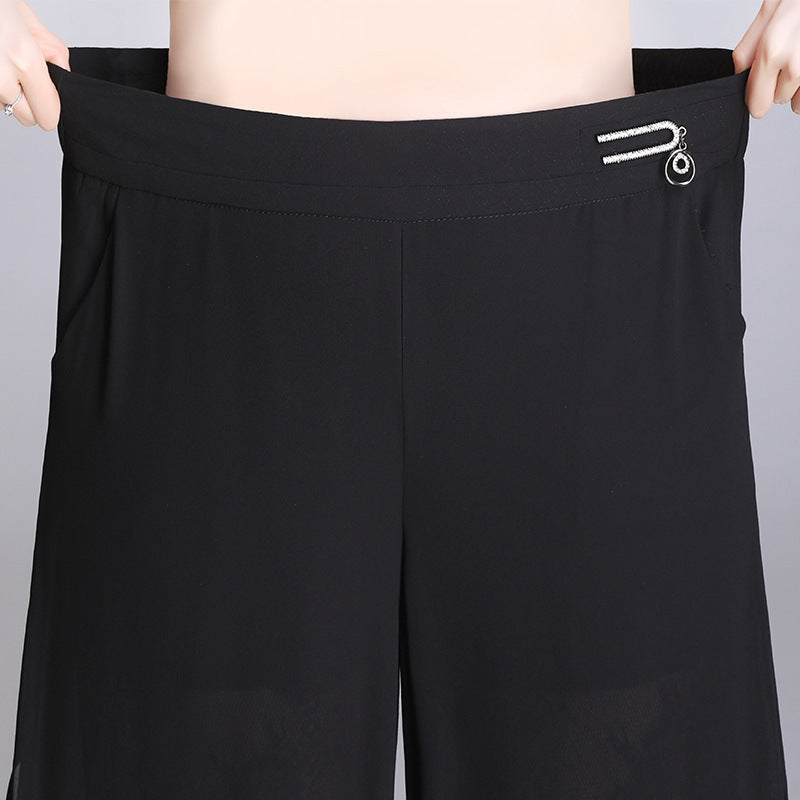 Lightweight simple wide-leg pants