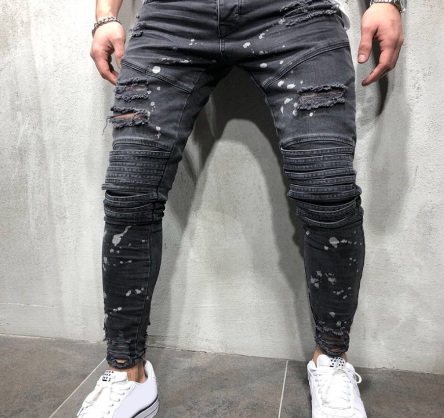 Knee Hole Small Feet Men's Motorcycle Pants