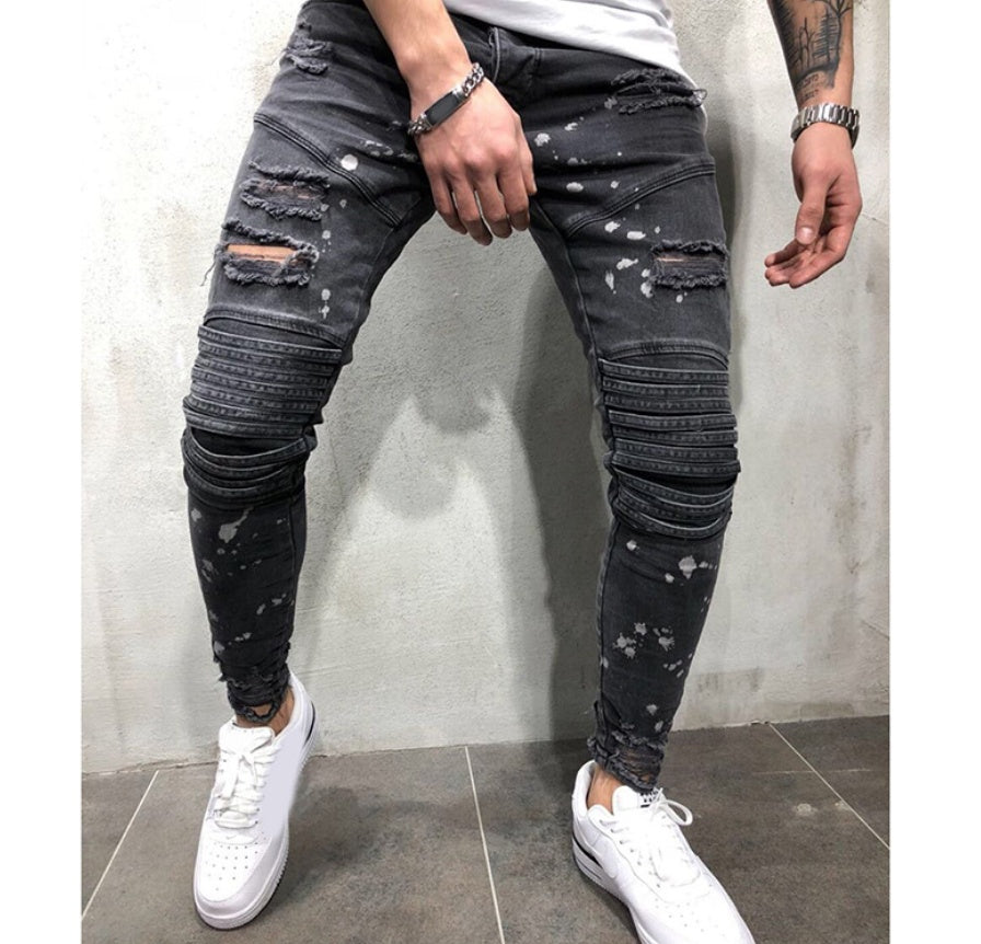 Knee Hole Small Feet Men's Motorcycle Pants