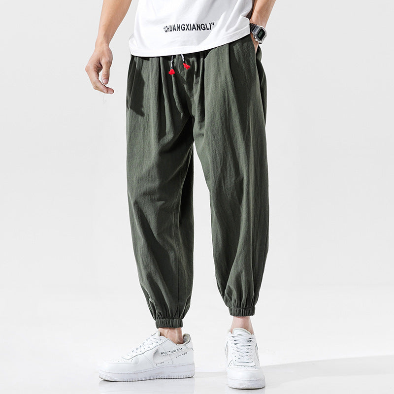 Loose Linen Casual Pants Cropped Trousers