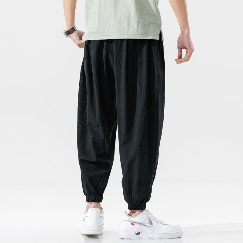 Loose Linen Casual Pants Cropped Trousers