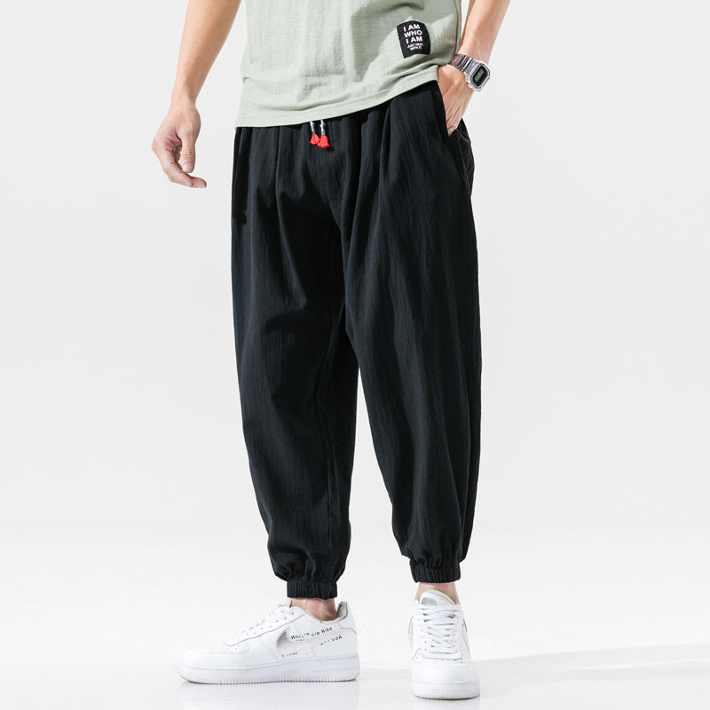 Loose Linen Casual Pants Cropped Trousers