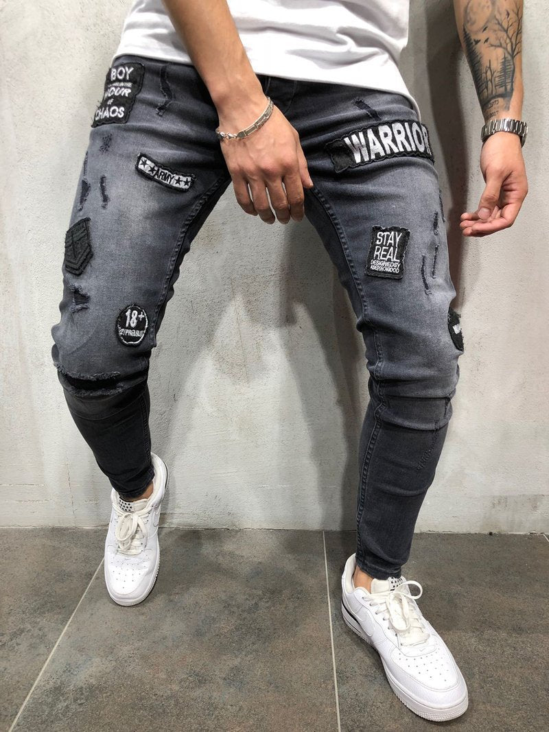 Knee Hole Small Feet Men's Motorcycle Pants