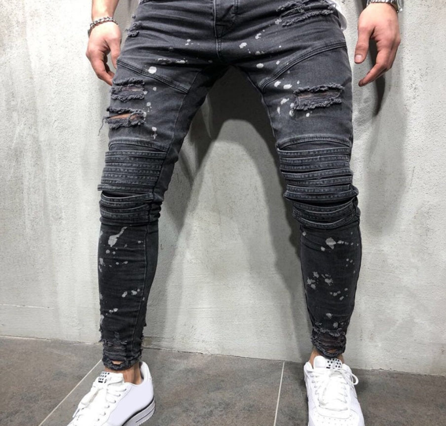 Knee Hole Small Feet Men's Motorcycle Pants
