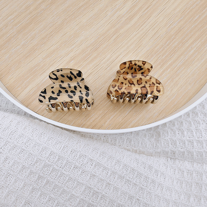 Medium Leopard Print Grip Half Tie Clip Hair Accessories High Ponytail Fixed