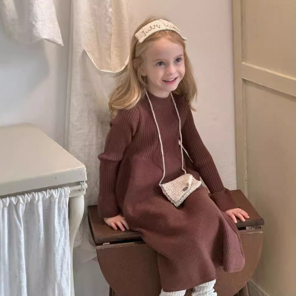 Children's Solid Color Baby Mid-length Sweater Skirt