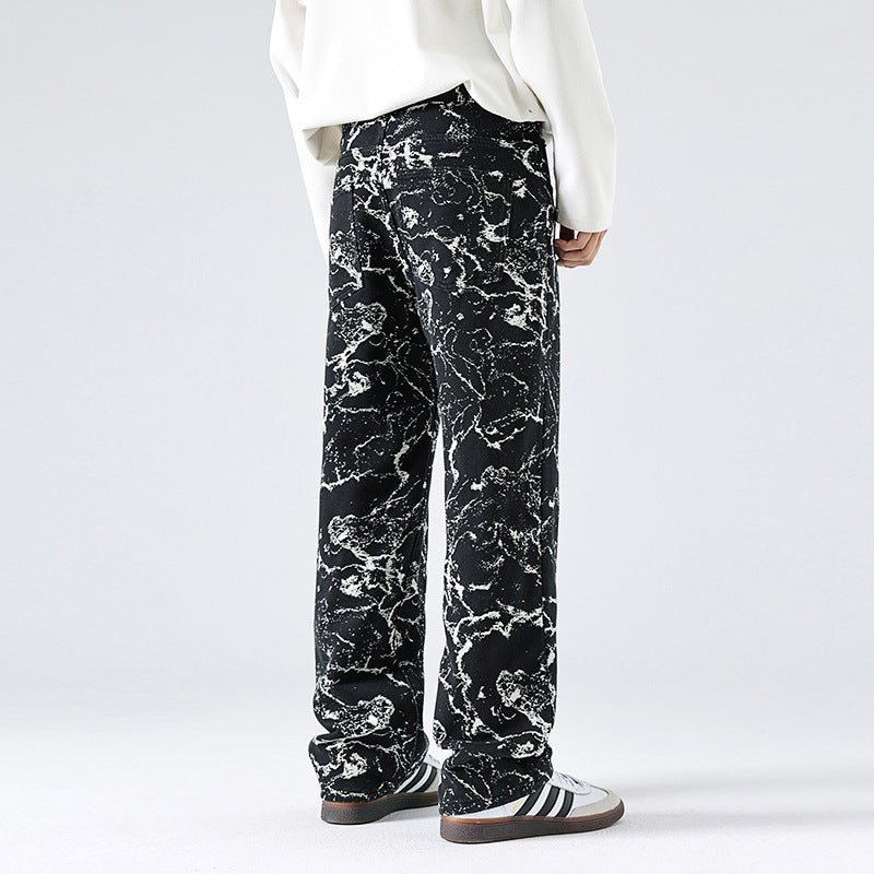 Men's Autumn And Winter High Street Loose Straight Fashion Brand Cowboy Trousers