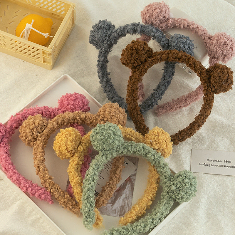 Liathróid Gruaige Cóiréis Headband Plush Headband Gleoite Accessories Gruaige Glan Ceannbheart Dearg