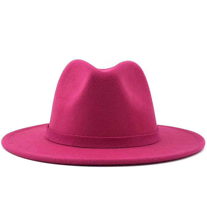 Men's And Women's Autumn And Winter Woolen Hat Gentleman Jazz Flat Brim Felt Broad-brimmed Hat