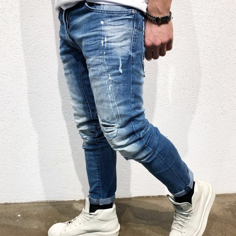 Knee Hole Small Feet Men's Motorcycle Pants