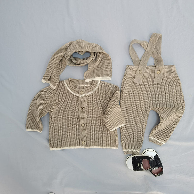 Kid Baby Soft Knitted Casual Suspender Trousers