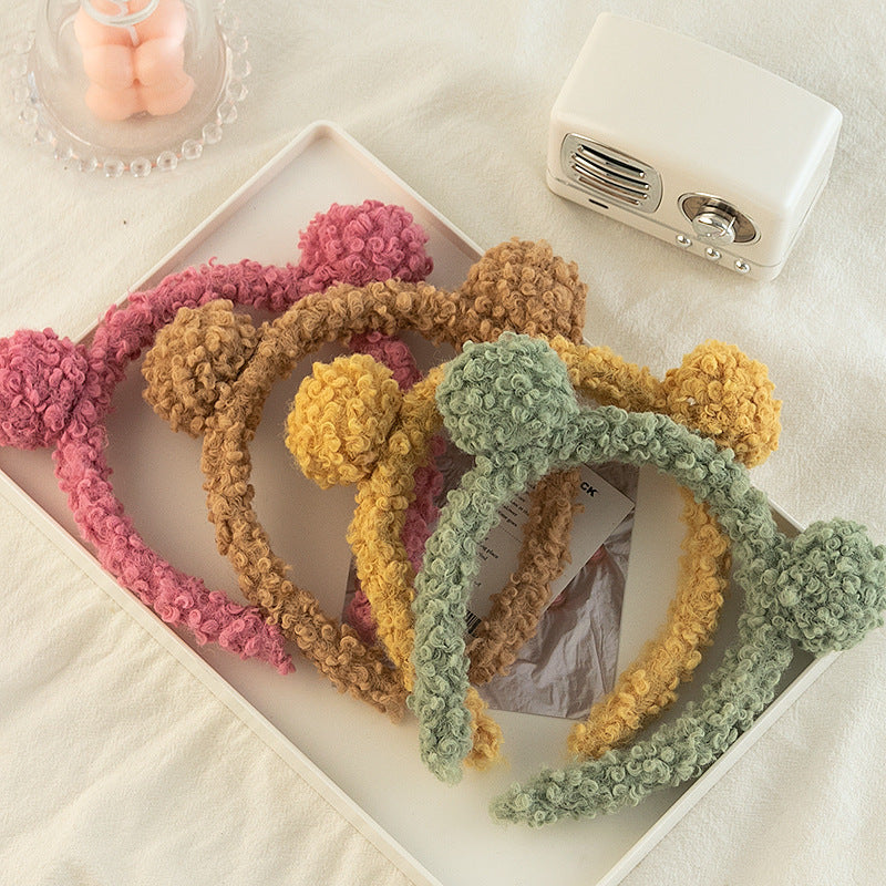 Liathróid Gruaige Cóiréis Headband Plush Headband Gleoite Accessories Gruaige Glan Ceannbheart Dearg