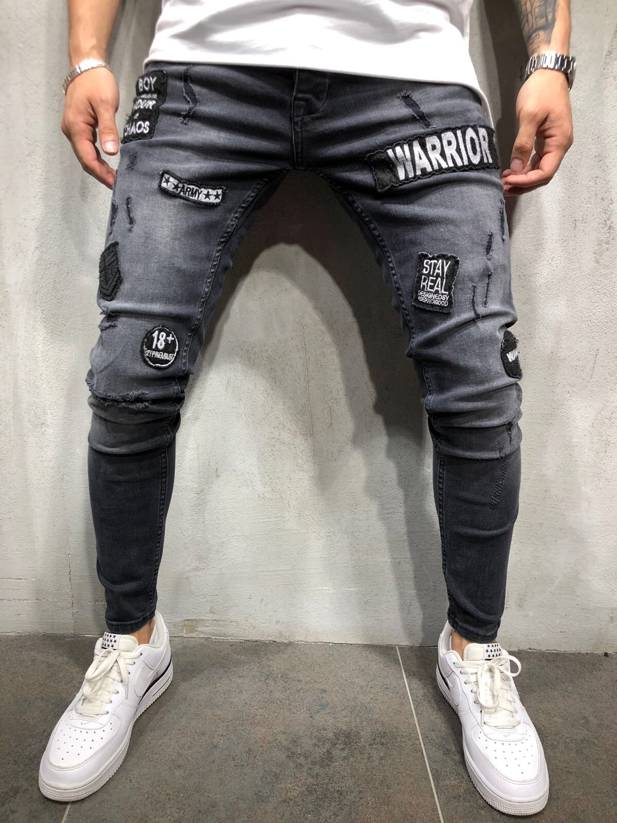 Knee Hole Small Feet Men's Motorcycle Pants
