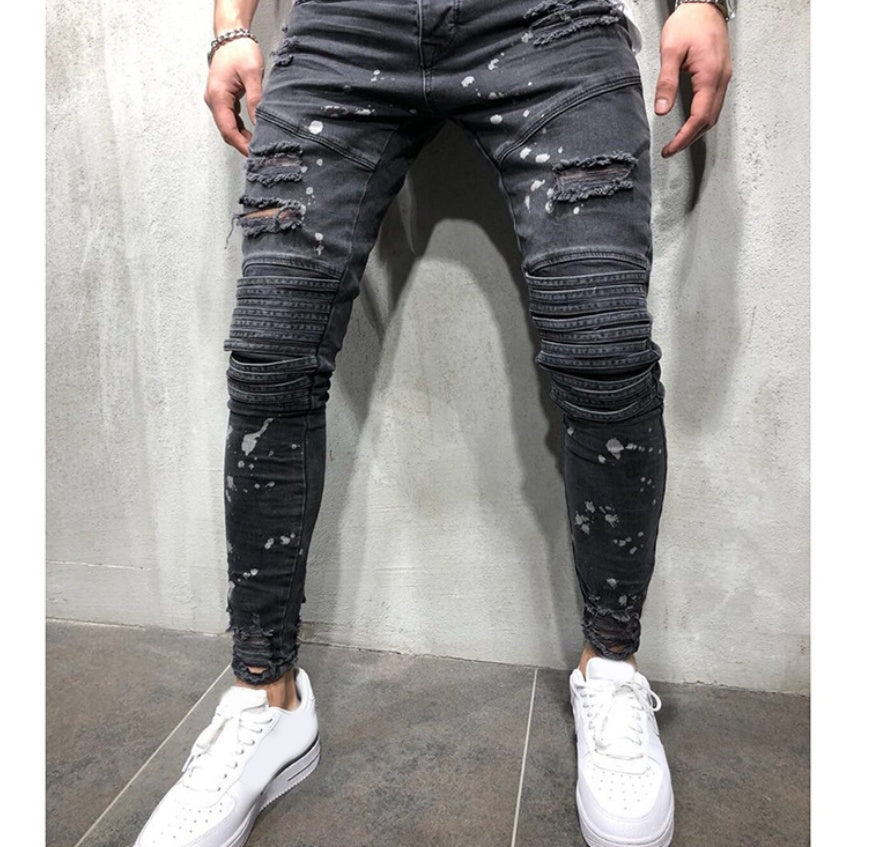 Knee Hole Small Feet Men's Motorcycle Pants