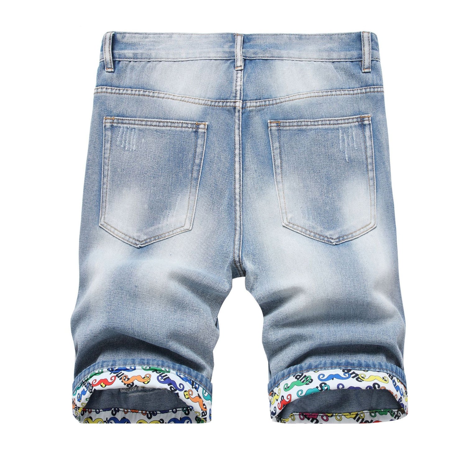 Worn Ripped Men's Five-point Denim Shorts
