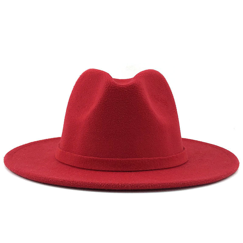 Men's And Women's Autumn And Winter Woolen Hat Gentleman Jazz Flat Brim Felt Broad-brimmed Hat