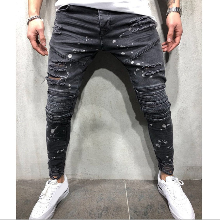 Knee Hole Small Feet Men's Motorcycle Pants
