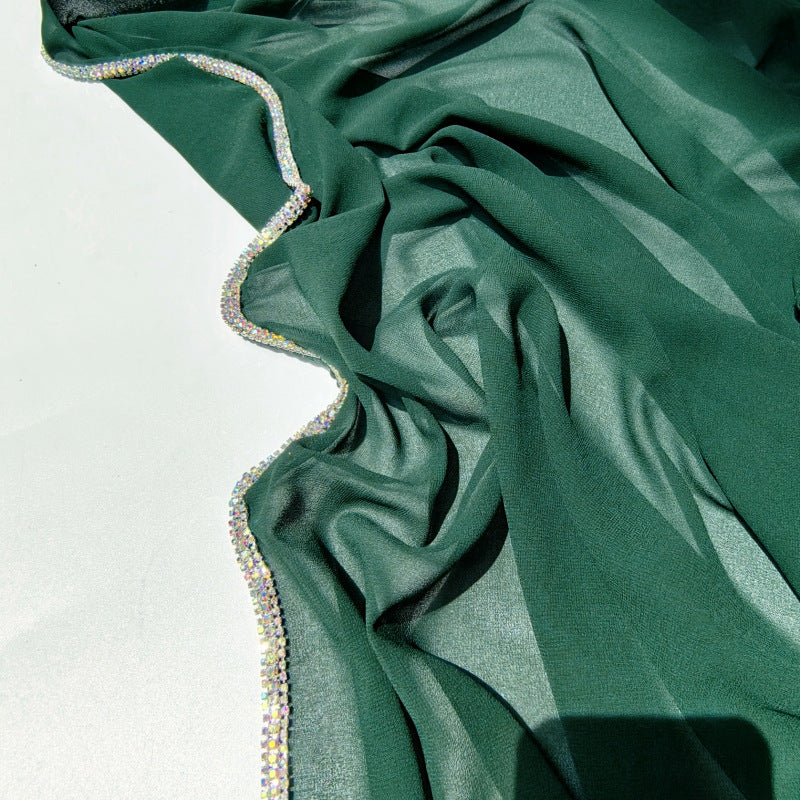 Light Diamond Chiffon Solid Color Women's Toe-covered Scarf