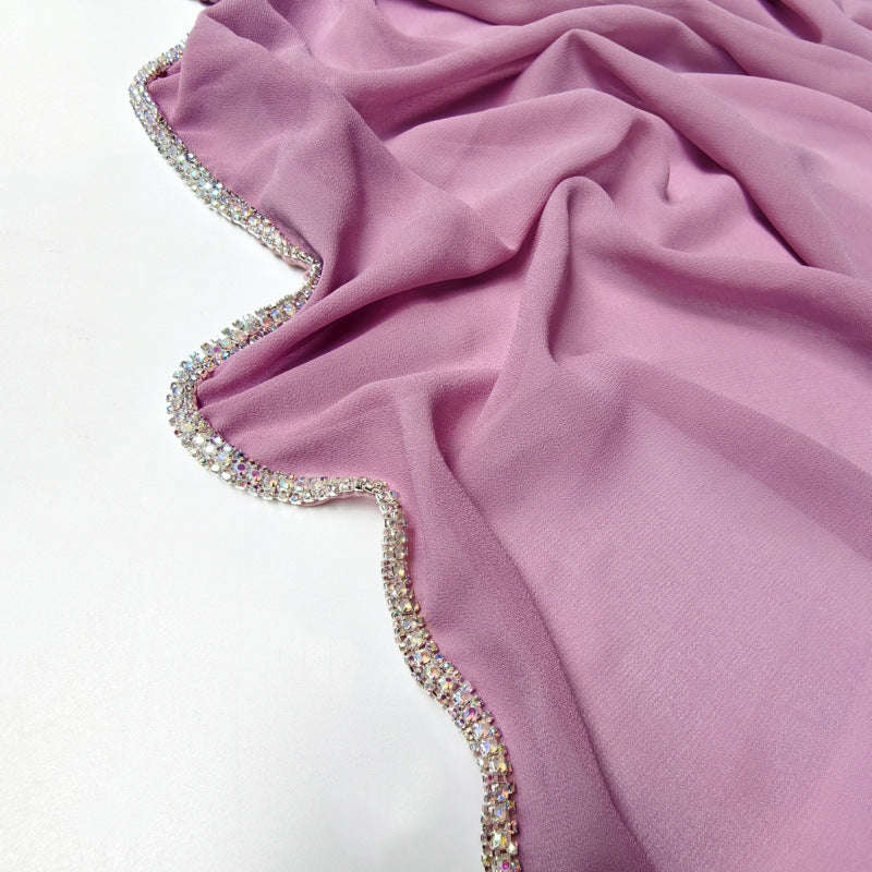 Light Diamond Chiffon Solid Color Women's Toe-covered Scarf