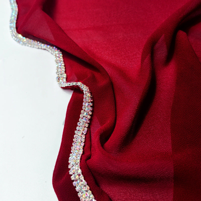 Light Diamond Chiffon Solid Color Women's Toe-covered Scarf