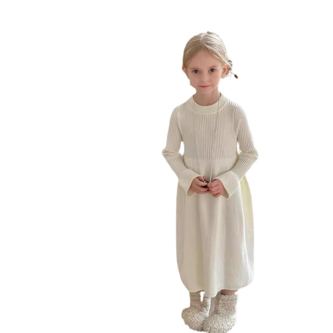 Children's Solid Color Baby Mid-length Sweater Skirt