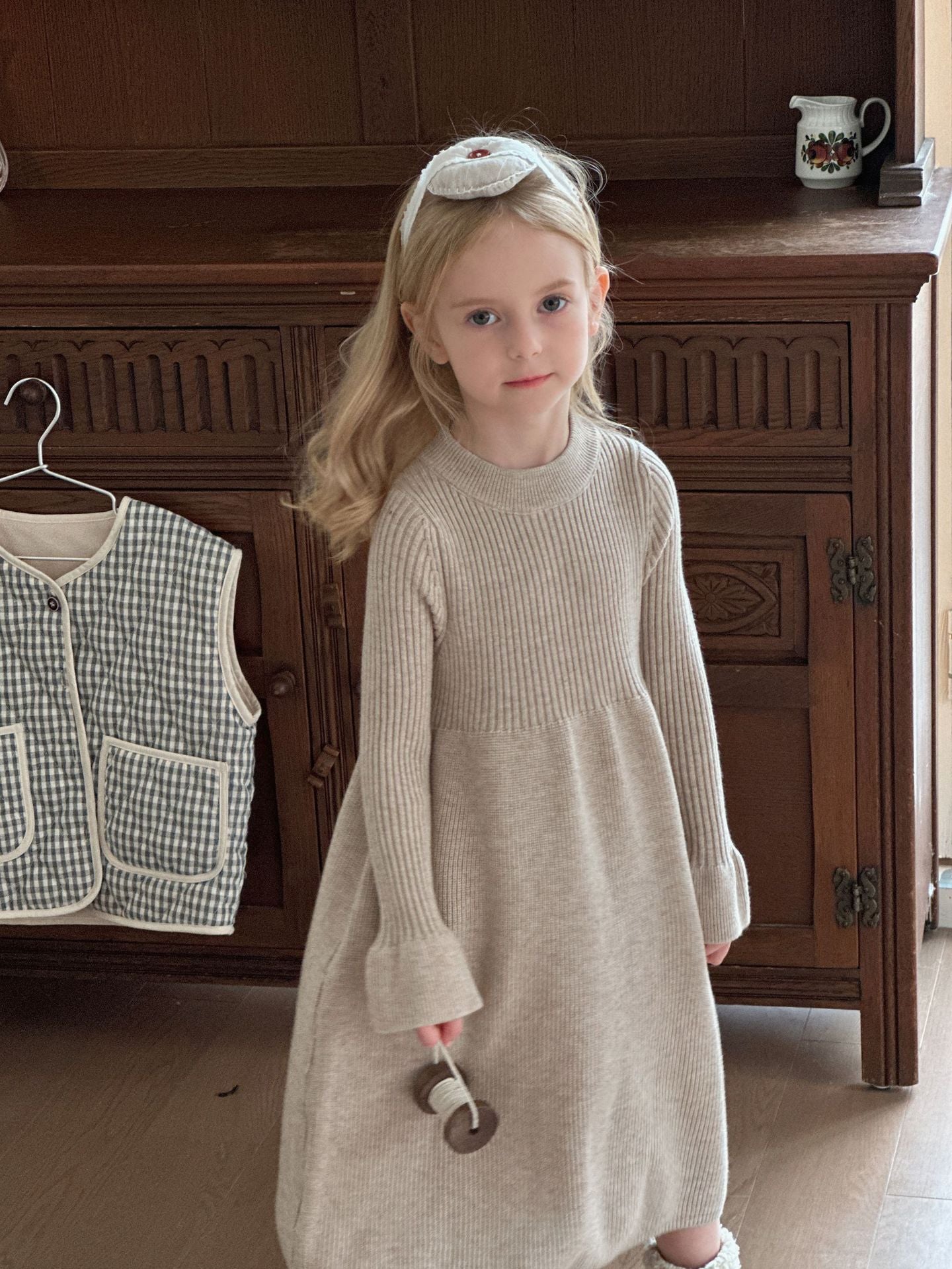 Children's Solid Color Baby Mid-length Sweater Skirt
