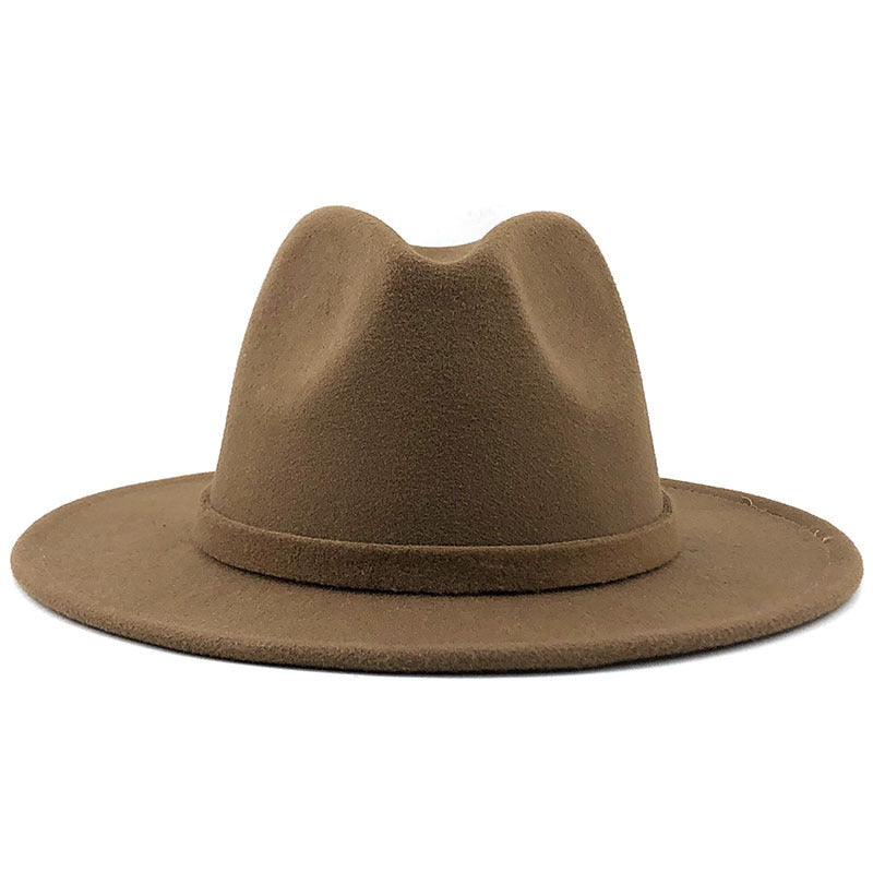 Men's And Women's Autumn And Winter Woolen Hat Gentleman Jazz Flat Brim Felt Broad-brimmed Hat