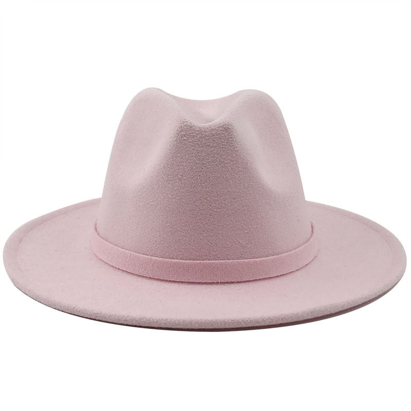Men's And Women's Autumn And Winter Woolen Hat Gentleman Jazz Flat Brim Felt Broad-brimmed Hat