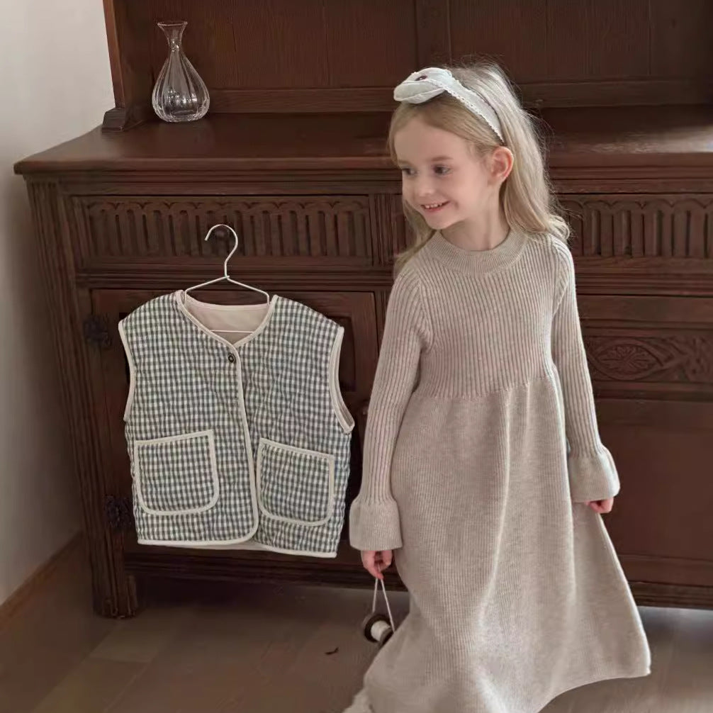 Children's Solid Color Baby Mid-length Sweater Skirt