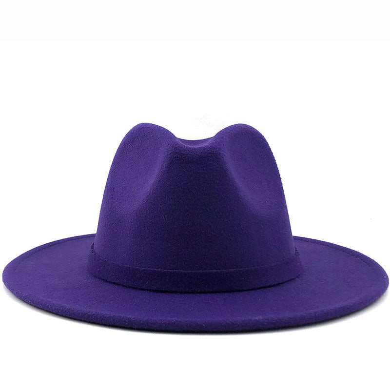 Men's And Women's Autumn And Winter Woolen Hat Gentleman Jazz Flat Brim Felt Broad-brimmed Hat