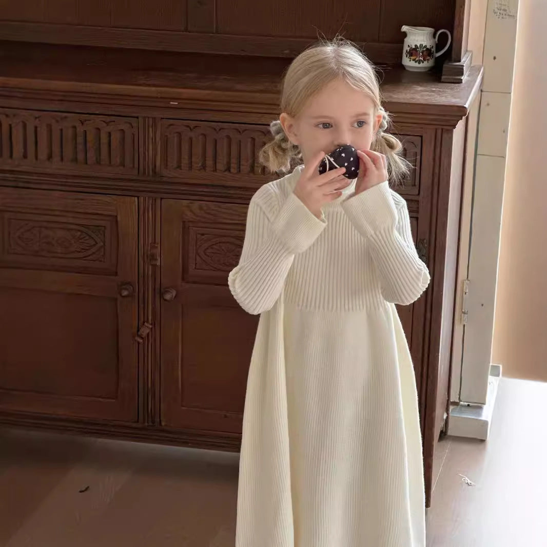 Children's Solid Color Baby Mid-length Sweater Skirt