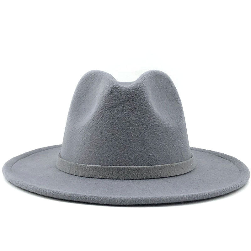 Men's And Women's Autumn And Winter Woolen Hat Gentleman Jazz Flat Brim Felt Broad-brimmed Hat