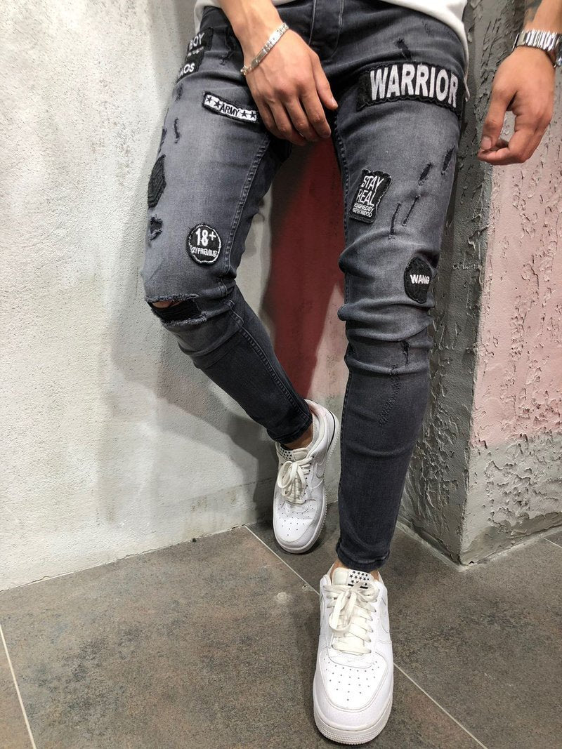 Knee Hole Small Feet Men's Motorcycle Pants