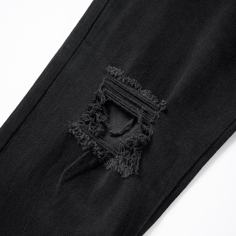 Zipper Cuffs Wide Leg Trousers Unisex Ripped
