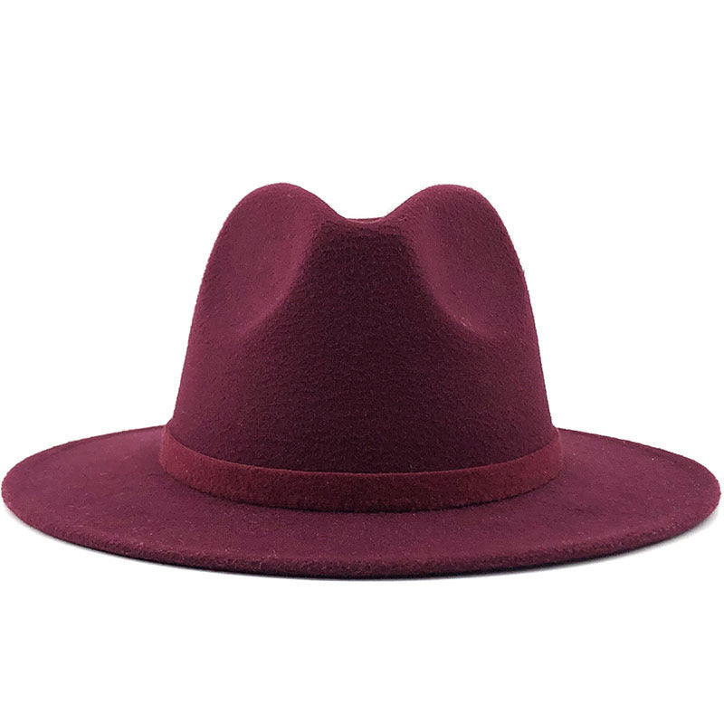 Men's And Women's Autumn And Winter Woolen Hat Gentleman Jazz Flat Brim Felt Broad-brimmed Hat