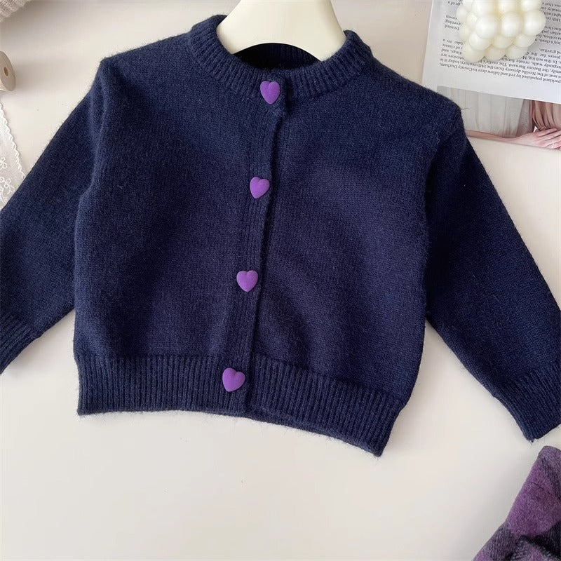 Autumn New Fashion Button Sweater Tartan Skirt Two-piece Suit