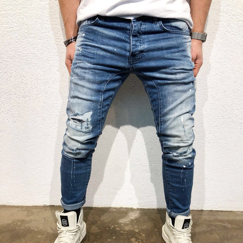 Knee Hole Small Feet Men's Motorcycle Pants