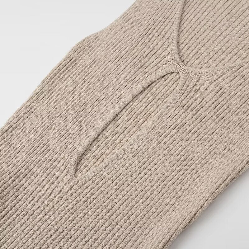 Long Slit Skirt V-neck Sexy Hollow Tight Skirt Knitted