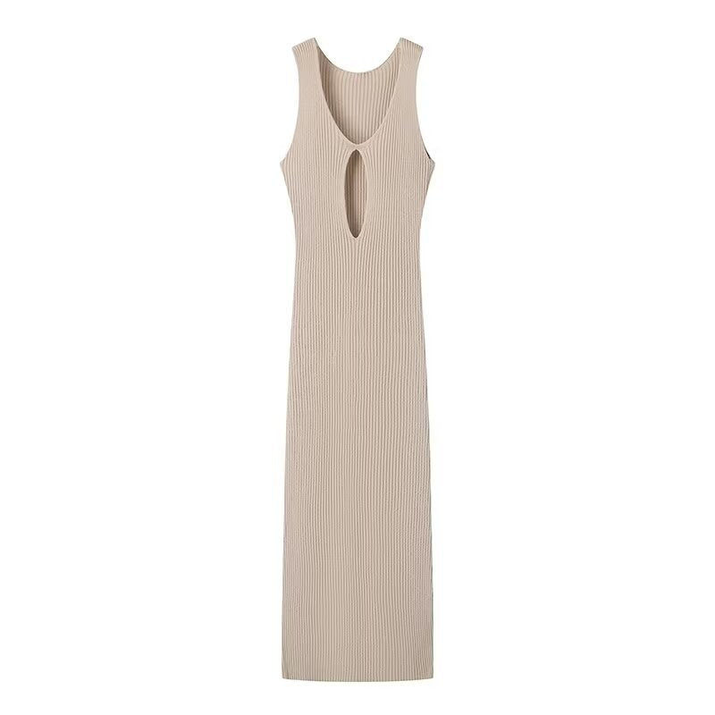 Long Slit Skirt V-neck Sexy Hollow Tight Skirt Knitted
