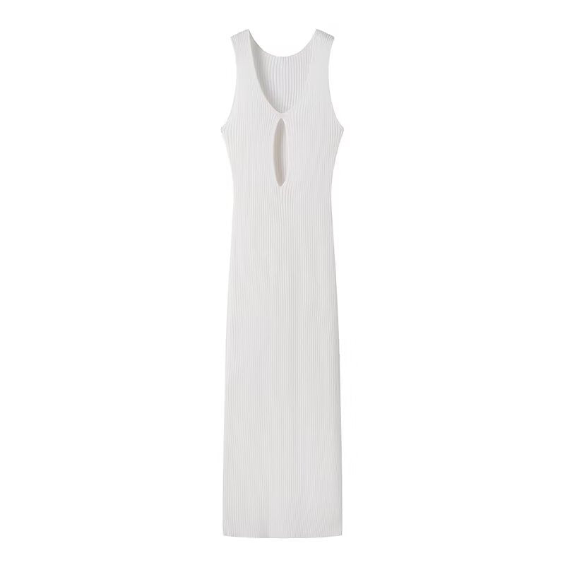 Long Slit Skirt V-neck Sexy Hollow Tight Skirt Knitted