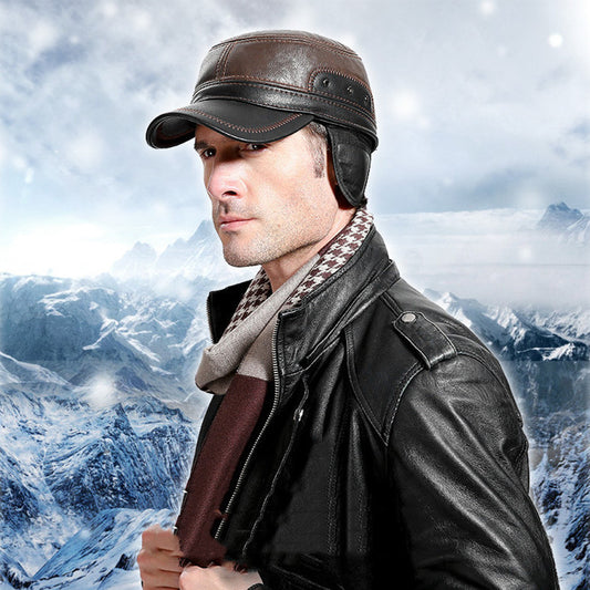 Men's Fashion Casual Fleece-lined Leather Hat
